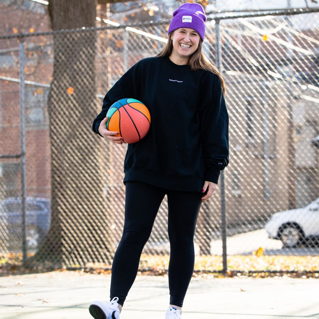 "Women's Sports" Embroidered Black Champion® Crewneck