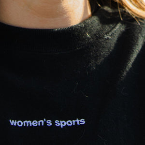 "Women's Sports" Embroidered Black Champion® Crewneck