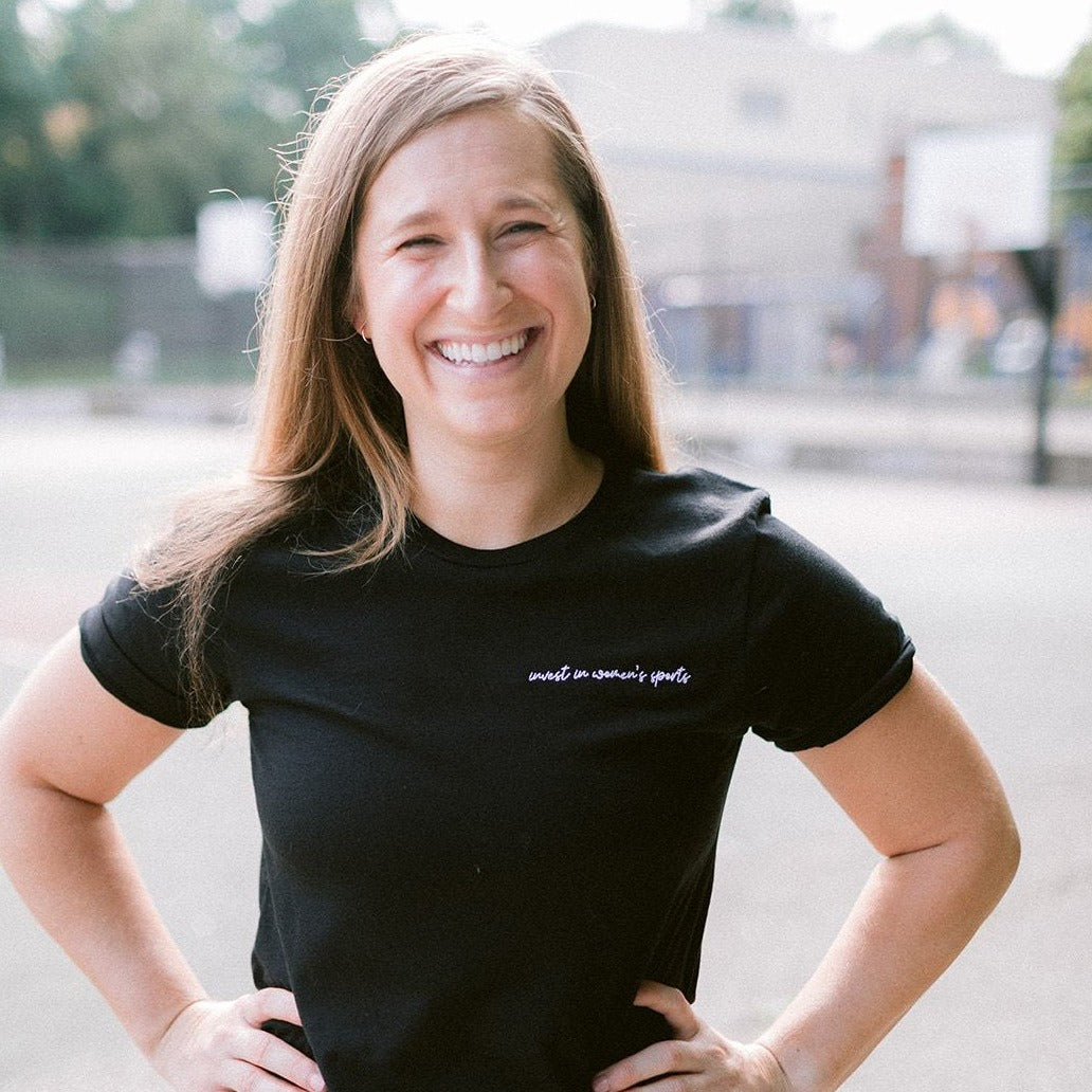 "Invest In Women's Sports" Embroidered Black Tee