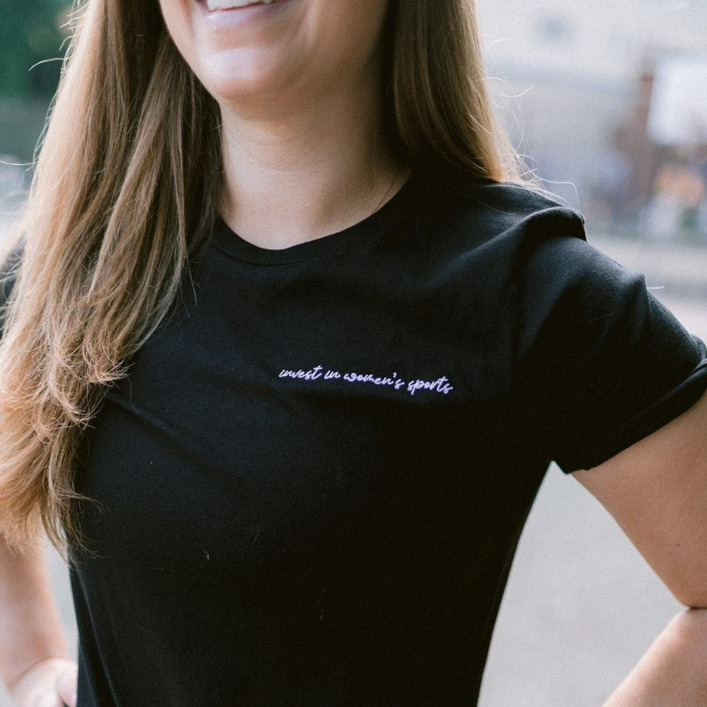 Invest In Women's Sports Embroidered Black Tee