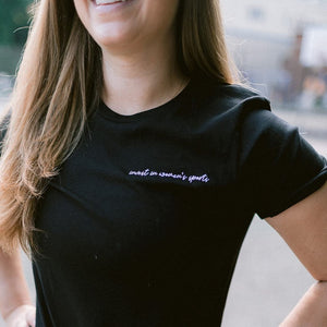 "Invest In Women's Sports" Embroidered Black Tee