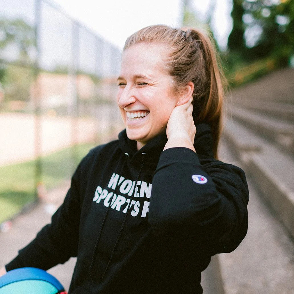 "Women's Sports Fan" Black Champion® Hoodie